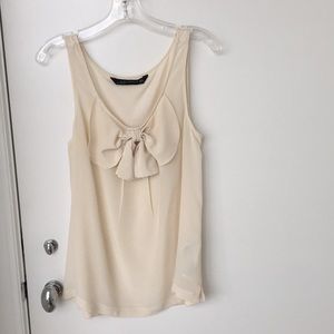 EUC Zara ivory bow tank blouse